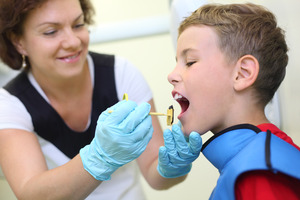 Child getting a dental xray